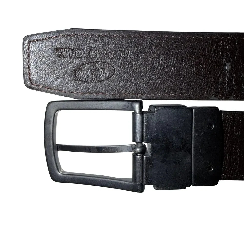 Mossy oak and leather reversible belt size 38 hunting camo